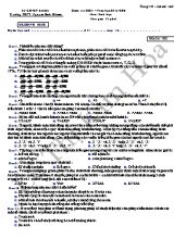 Đề kiểm tra học kì II Sinh học 12- Năm học 2015-2016 - Trường THPT Nguyễn Bỉnh Khiêm